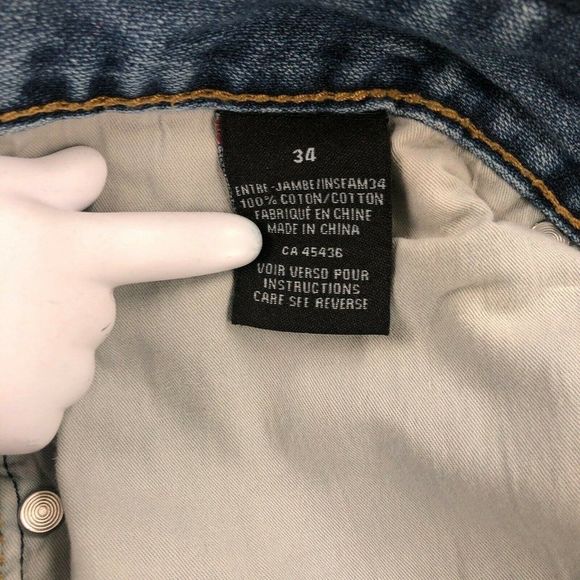 Industry Supply co Mens Jeans Blue Size 34x34 Denim Distressed Relaxed Straight - Picture 12 of 12